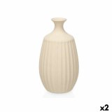 Vase Gift Decor 223-C 223-C Beige Keramik Striber 21 x 39 x 21 cm (2 enheder) #1