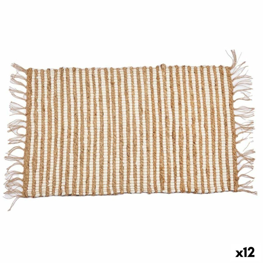 Tppe Hvid Natur Striber 60 x 1 x 90 cm (12 enheder) #1