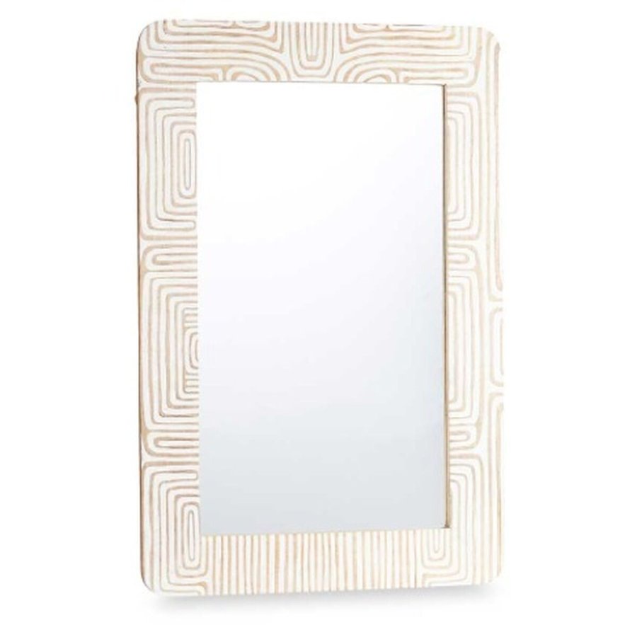 Vgspejl 37 Hvid Brun 90 x 60 x 2 cm Rektangulr #1