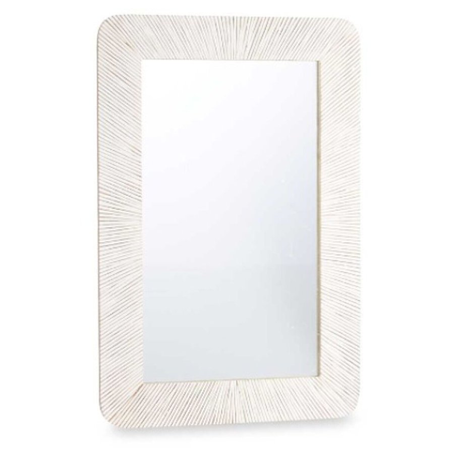 Vgspejl 38 Hvid Brun Striber 90 x 60 x 2 cm Rektangulr #1