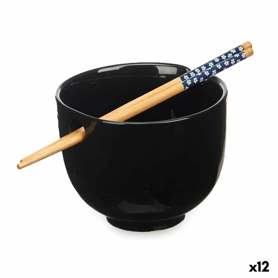 Skl Kinvara B10067A-N Sort Bambus 24 x 10,7 x 13,3 cm Tandstikker asiatico/oriental (12 enheder) #1