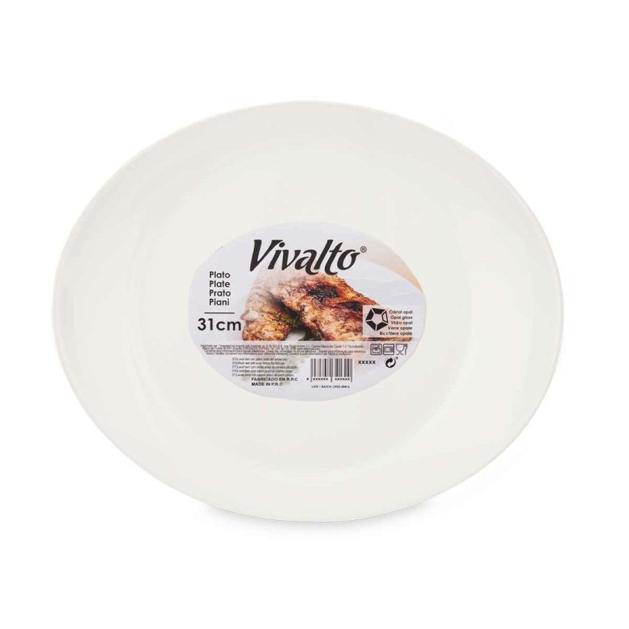 Flad Plade Vivalto LYBP-120 Hvid Opalglas 30,5 x 3 x 26 cm (18 enheder) #3