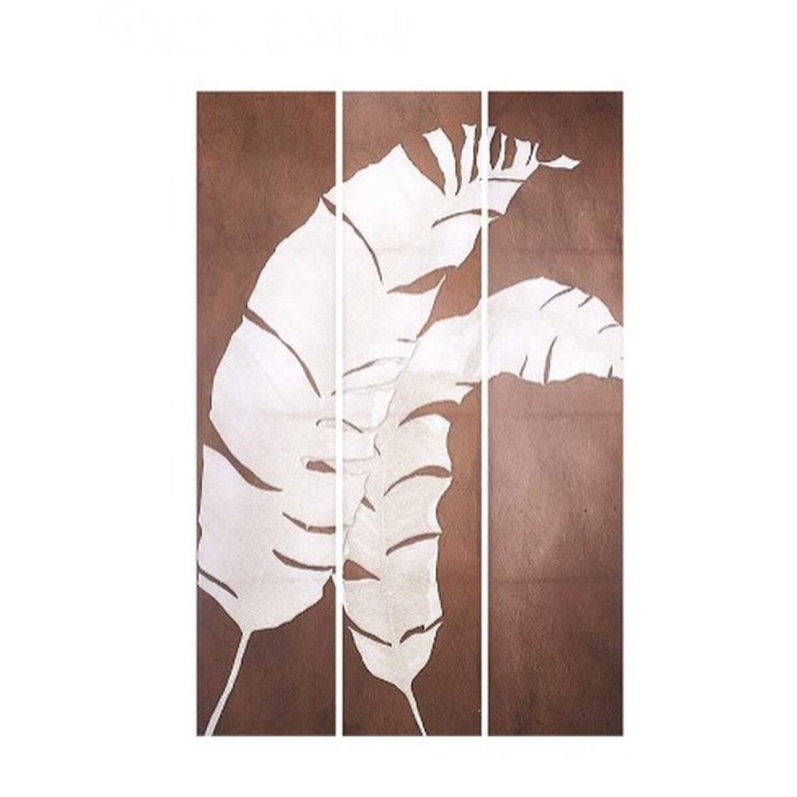 Sammenfoldelig skrm Hvid Brun Lrred 122 x 2,5 x 180 cm #1