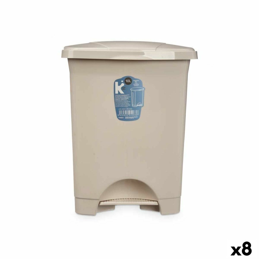 Papirkurv med pedal Beige Plastik 10 L (8 enheder) #1