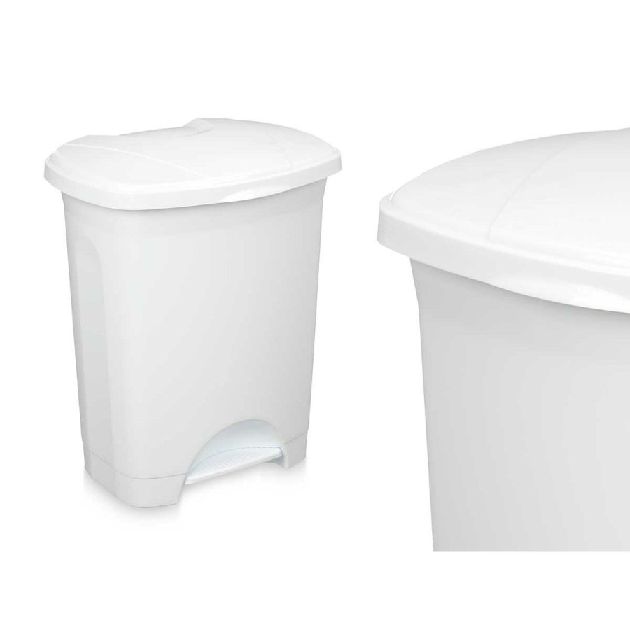 Papirkurv med pedal Hvid Plastik 30 L (4 enheder) #5
