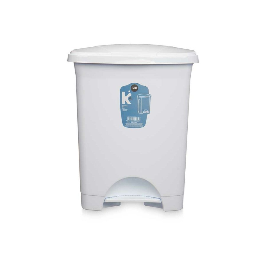 Papirkurv med pedal Hvid Plastik 30 L (4 enheder) #9