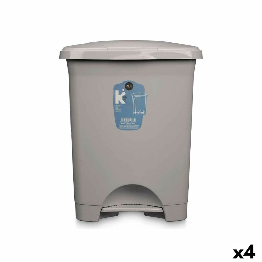 Papirkurv med pedal Gr Plastik 30 L (4 enheder) #1