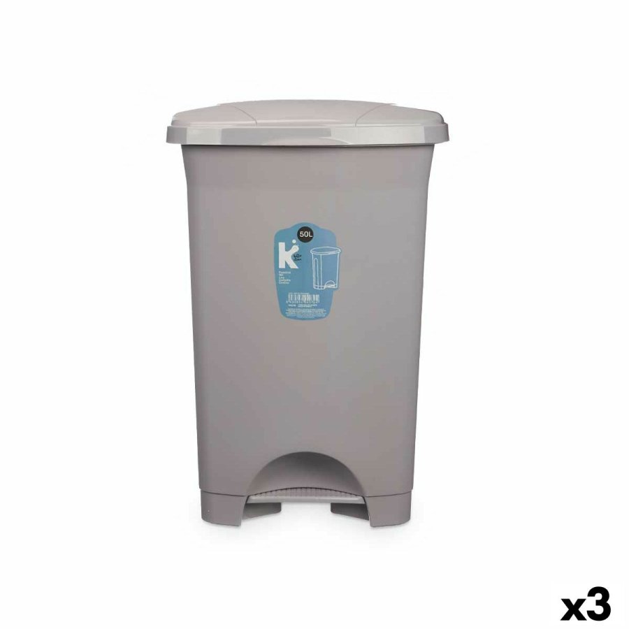 Papirkurv med pedal Gr Plastik 50 L (3 enheder) #1