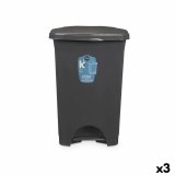 Papirkurv med pedal Antracit Plastik 50 L (3 enheder) #1