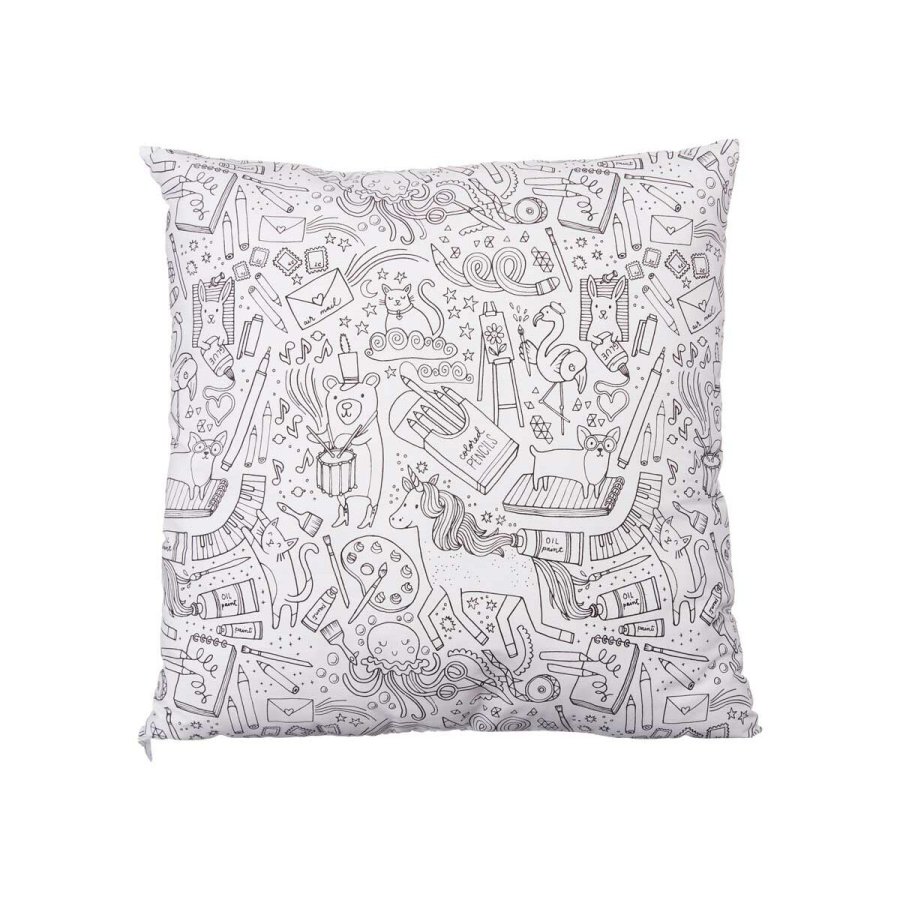 Pude Pincello PILLOW Hvid Sort 43 x 13 x 43 cm Til maling (6 enheder) #2