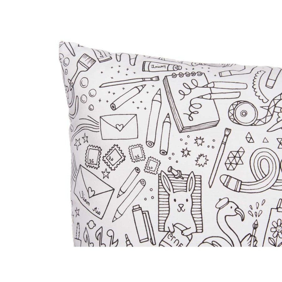 Pude Pincello PILLOW Hvid Sort 43 x 13 x 43 cm Til maling (6 enheder) #3