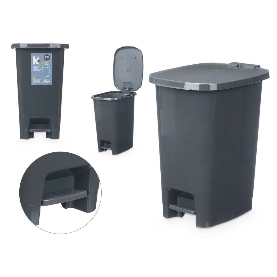 Papirkurv med pedal ABK-142 Antracit Plastik 25 L (6 enheder) #9