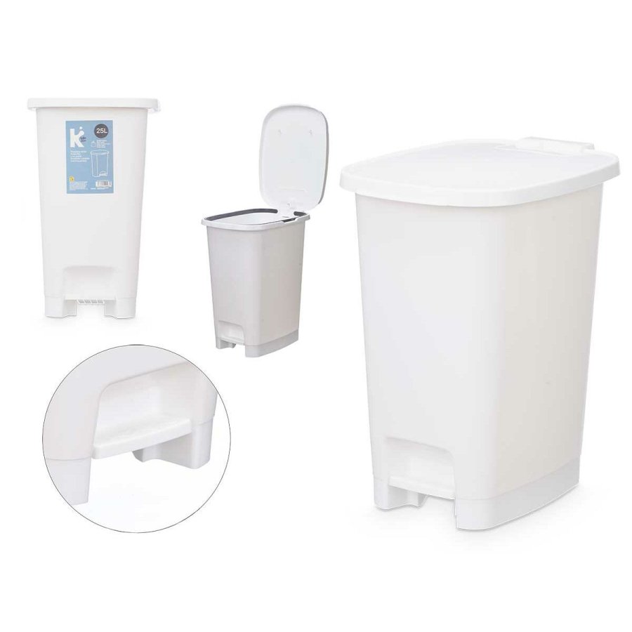 Papirkurv med pedal ABK-142 2 Hvid Plastik 25 L (6 enheder) #9