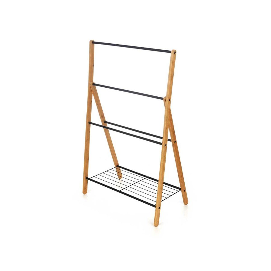 Fritstende hndkldestativ Kipit B7816 Sort Metal Bambus 60 x 90 x 37 cm 4 enheder #5