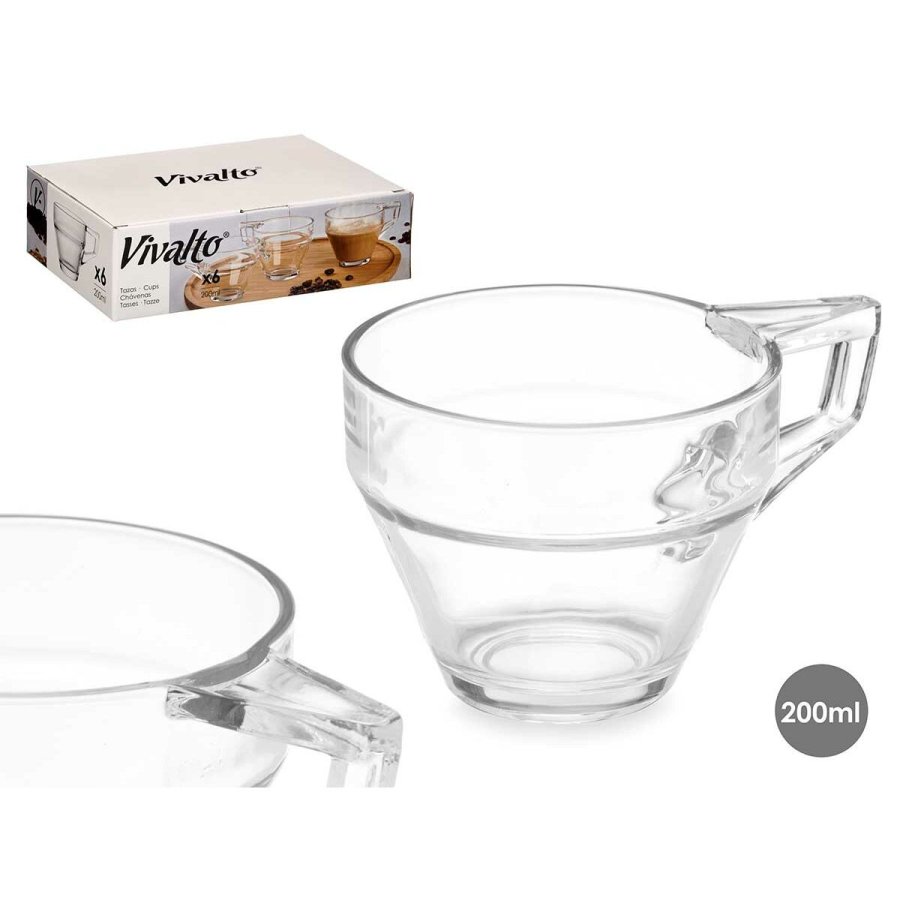Te- og kaffekop Vivalto ZLQ02/BHA6 Gennemsigtig Glas 199 ml (6 enheder) #3