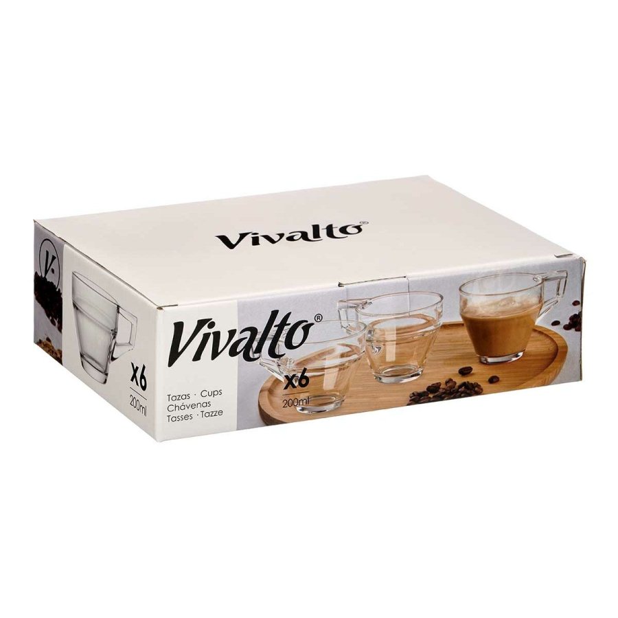 Te- og kaffekop Vivalto ZLQ02/BHA6 Gennemsigtig Glas 199 ml (6 enheder) #4