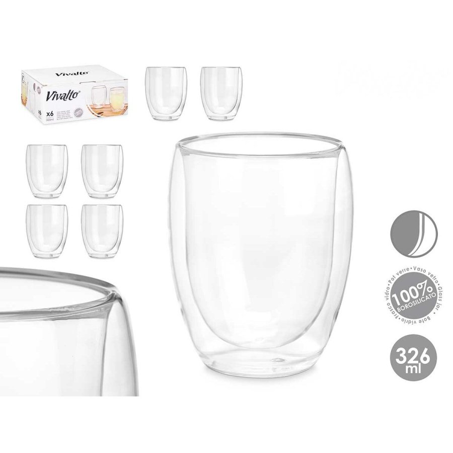 Vandglas Vivalto OCT-DG2061 Gennemsigtig Borosilikatglas 326 ml (6 enheder) #3