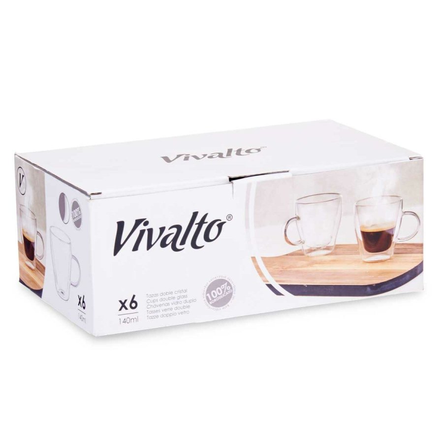 Te- og kaffekop Vivalto OCT-DG2397 Gennemsigtig Borosilikatglas 140 ml (6 enheder) #4