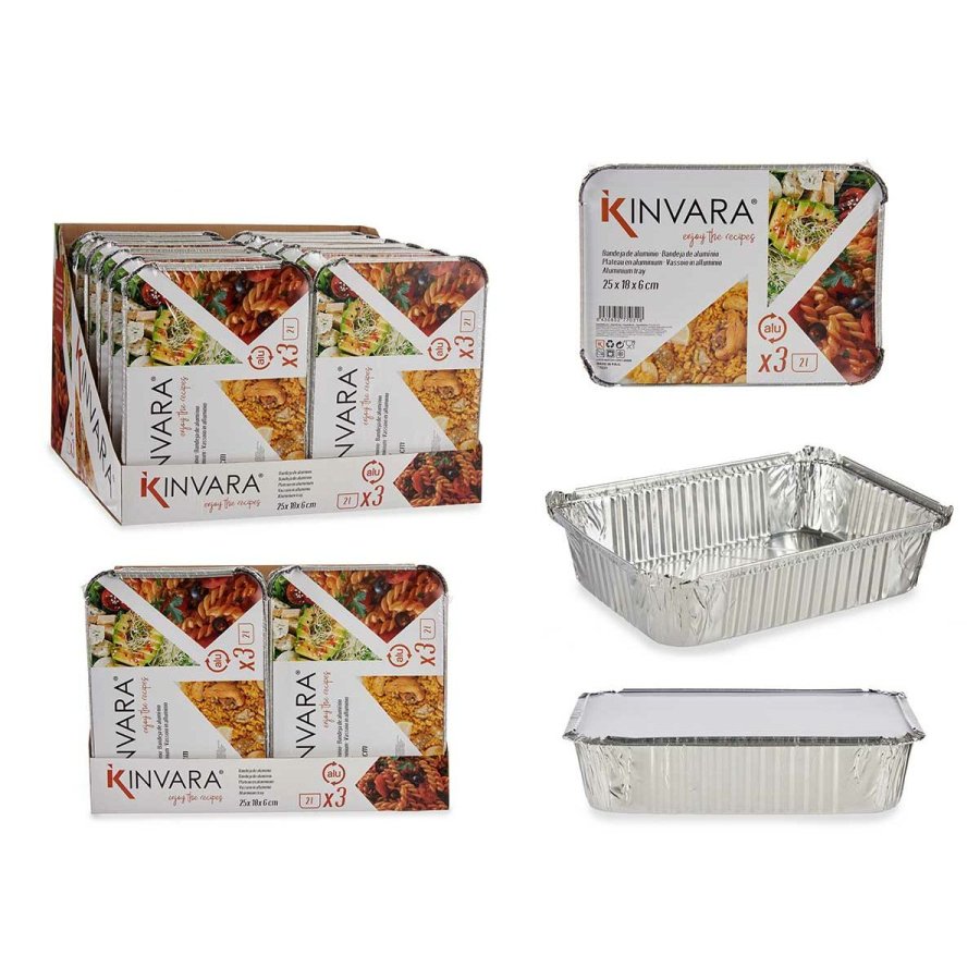 Madbakke-st Kinvara 16161 Slvfarvet Aluminium 2 L 25,5 x 6,8 x 19 cm (12 enheder) #2