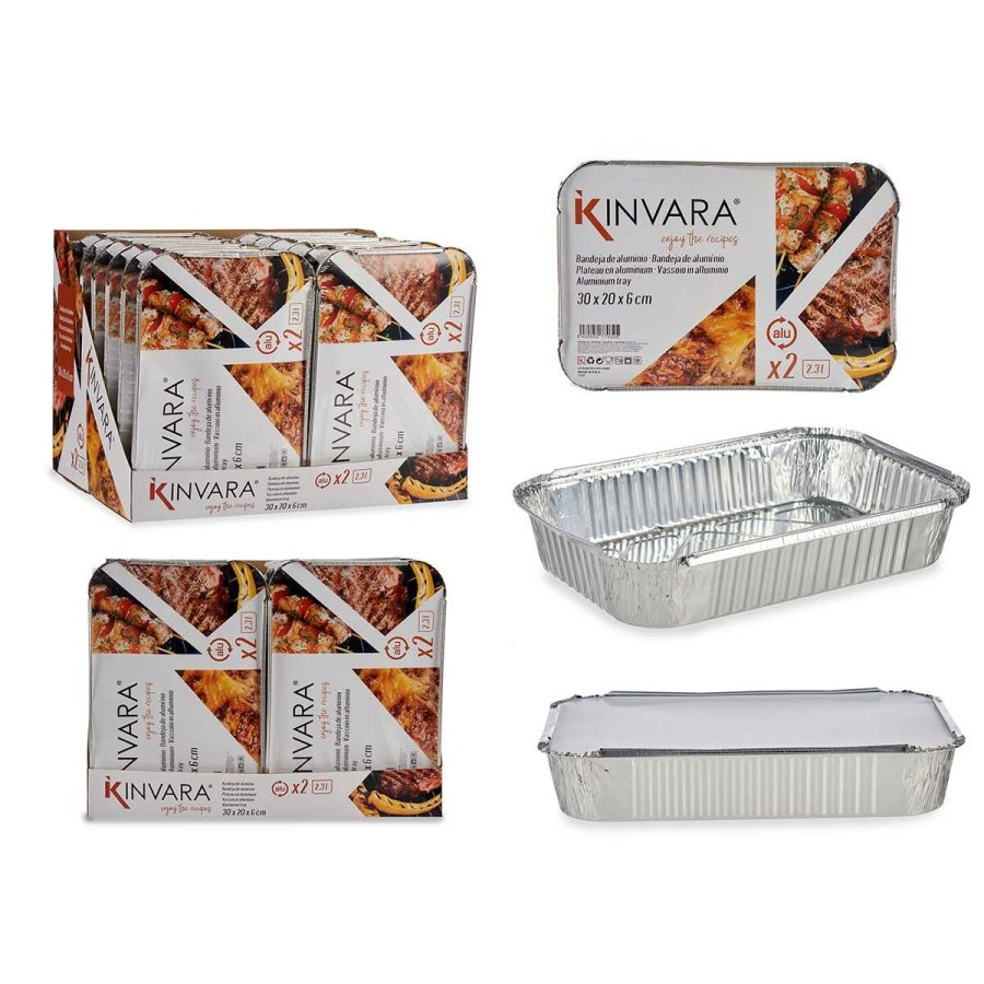 Madbakke-st Kinvara 82176 Slvfarvet Aluminium 2,3 L 21 x 6 x 30,5 cm (12 enheder) #3