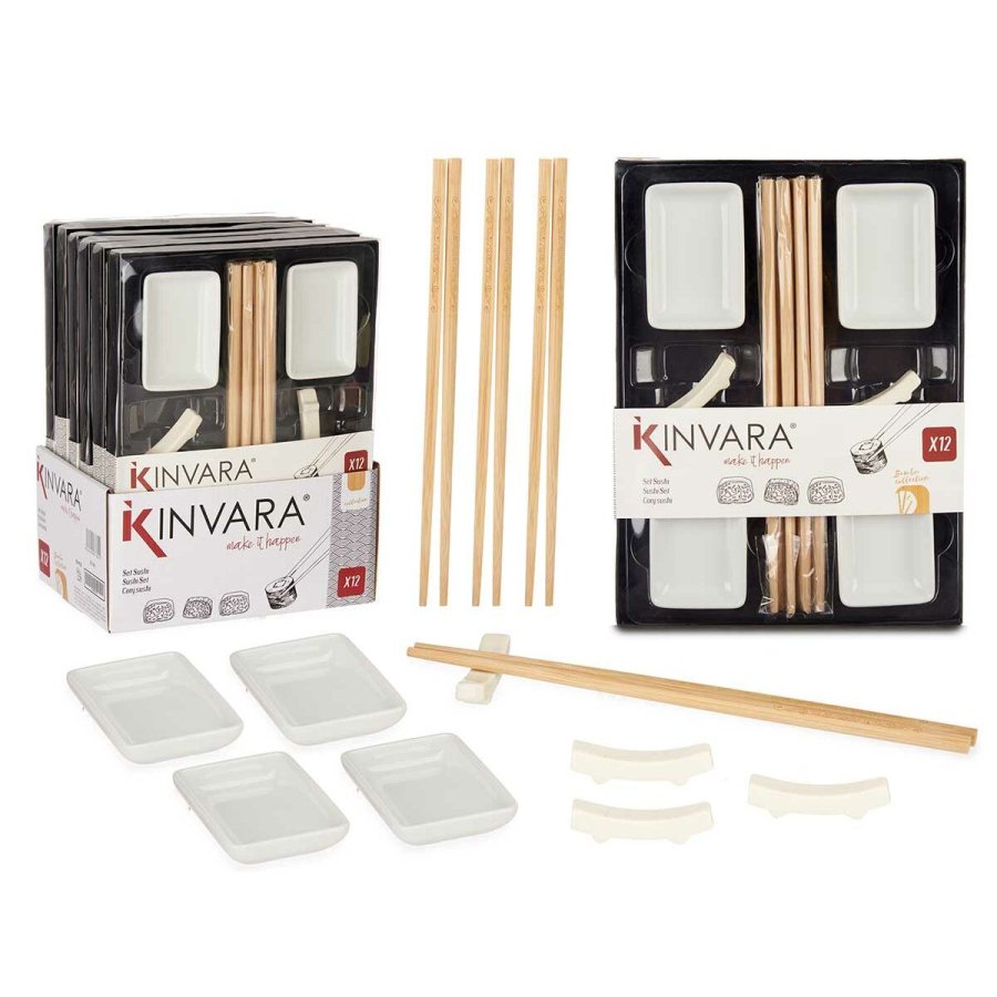 Sushi-st Kinvara 1249SJ4111 Hvid Bambus Porceln (12 Dele) (6 enheder) #5