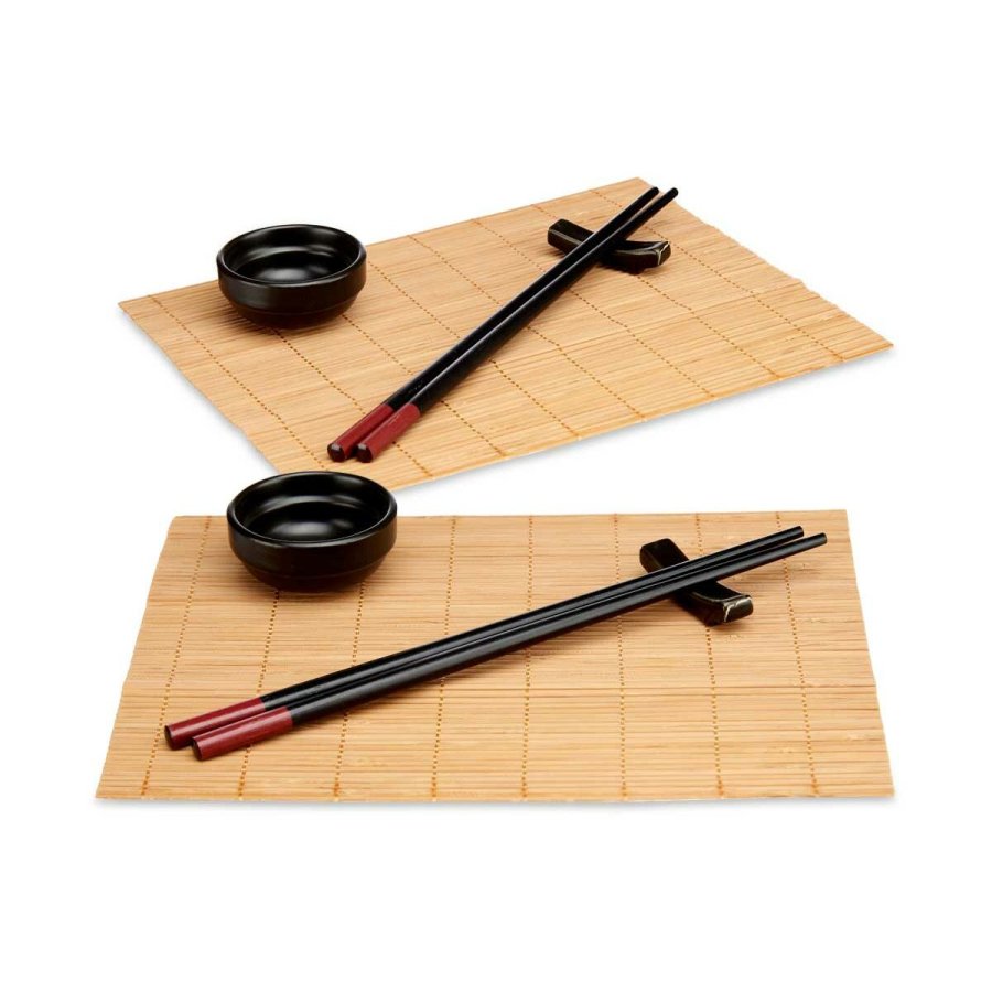 Sushi-st Kinvara SJ4702 Sort Natur Bambus Jedilni servis (8 Dele) (6 enheder) #3