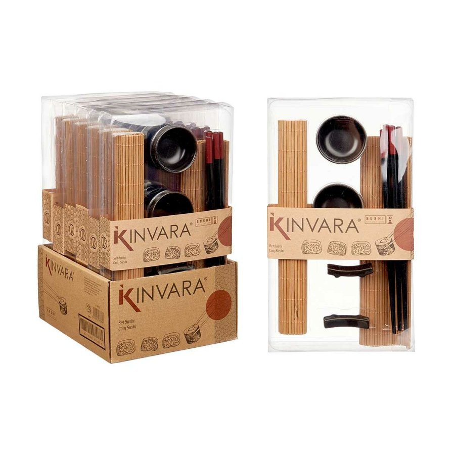 Sushi-st Kinvara SJ4702 Sort Natur Bambus Jedilni servis (8 Dele) (6 enheder) #7