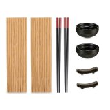 Sushi-st Kinvara SJ4702 Sort Natur Bambus Jedilni servis (8 Dele) (6 enheder) #9
