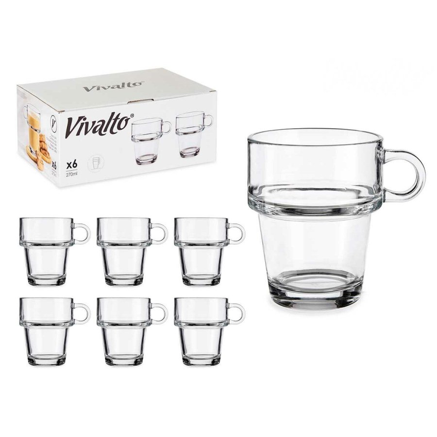 Te- og kaffekop Vivalto Z908-9/BHA6 Gennemsigtig Glas 270 ml (6 enheder) #5