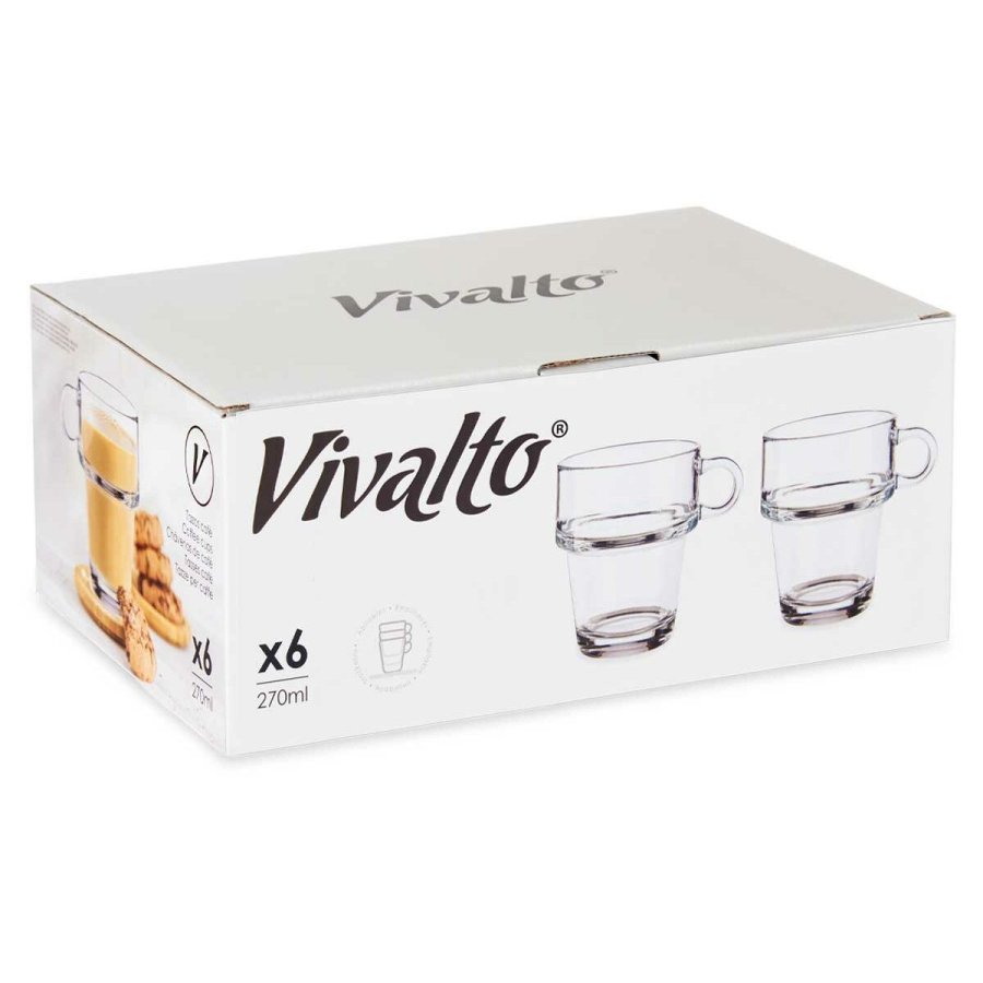 Te- og kaffekop Vivalto Z908-9/BHA6 Gennemsigtig Glas 270 ml (6 enheder) #7