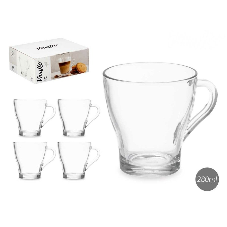 Te- og kaffekop Vivalto 1 Gennemsigtig Glas 280 ml (6 enheder) #5
