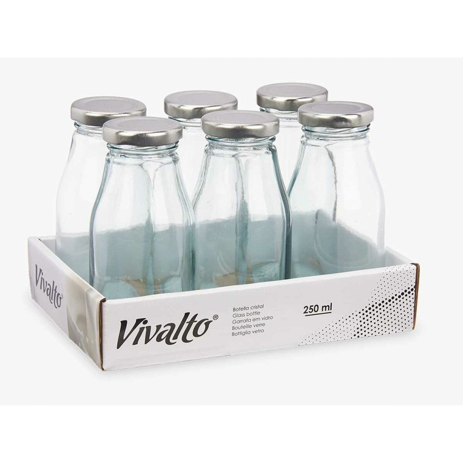 Glasflaske Vivalto Gennemsigtig S�lvfarvet PVC Metal Glas 250 ml (6 enheder) #4