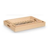 Bakkes�t Gift Decor Brun Gennemsigtig Tr� Glas Cirkler 2 Dele #4