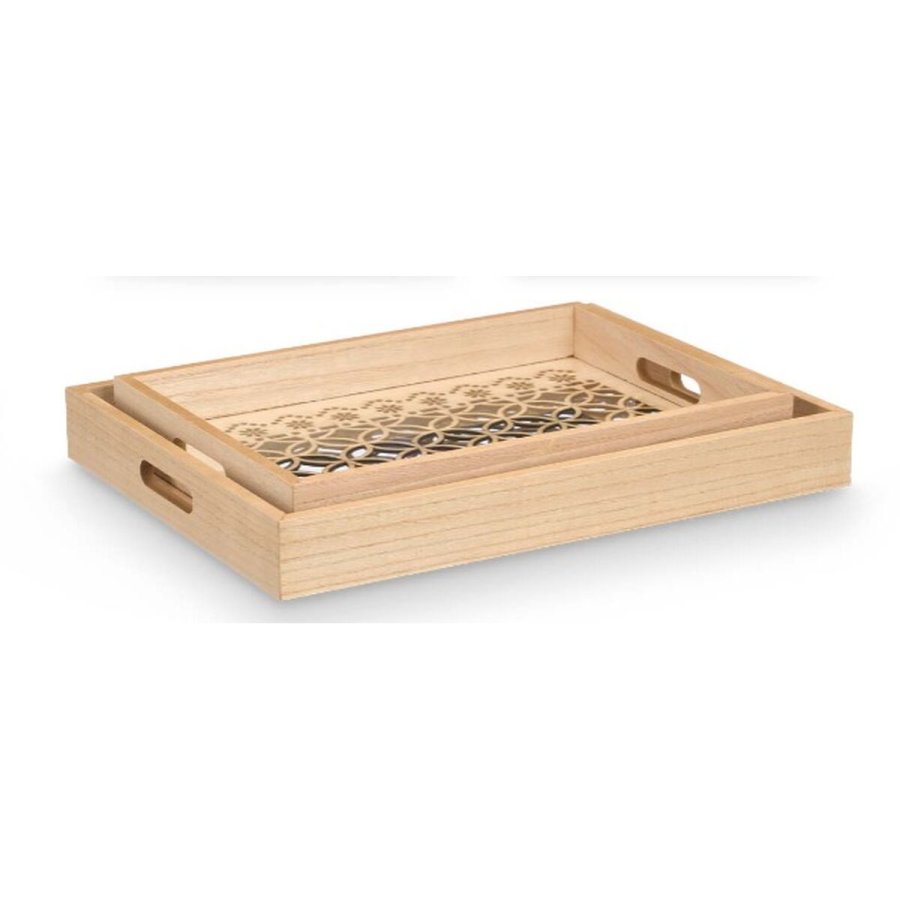 Bakkes�t Gift Decor Brun Gennemsigtig Tr� Glas Cirkler 2 Dele #4