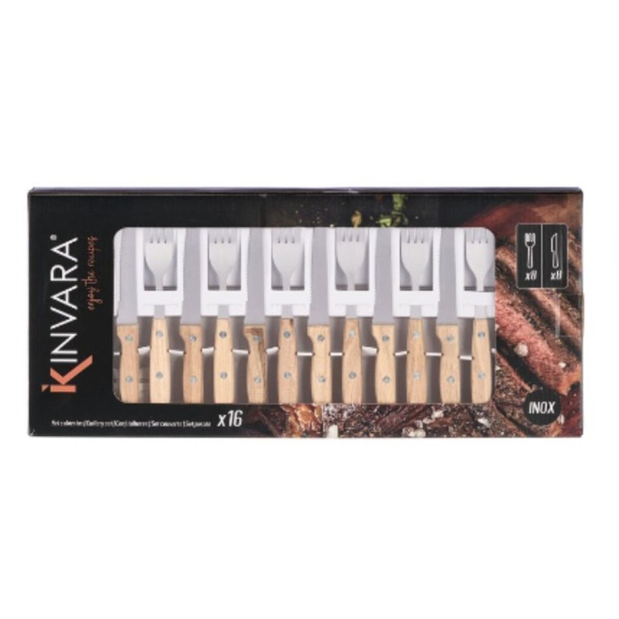 Bestik Kinvara Brun Slvfarvet Tr Metal 16 Dele (6 enheder) #2