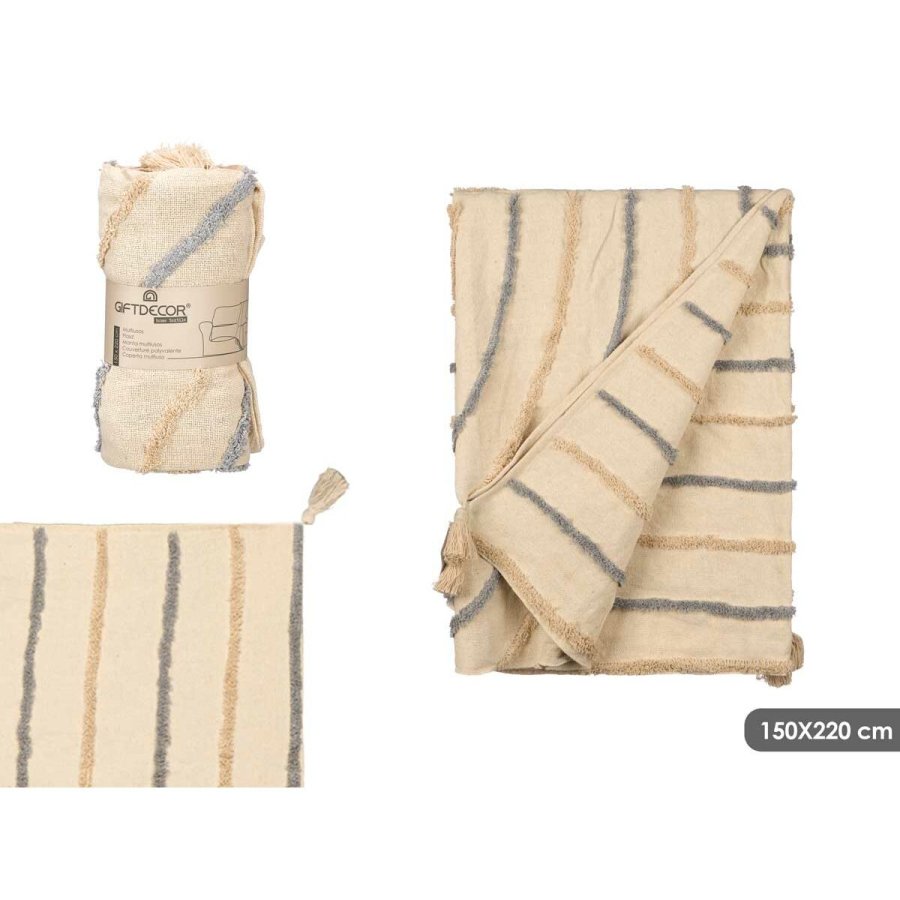 Senget�ppe (vatt�ppe) Gift Decor Gr� 220 x 150 cm Striber (9 enheder) #3