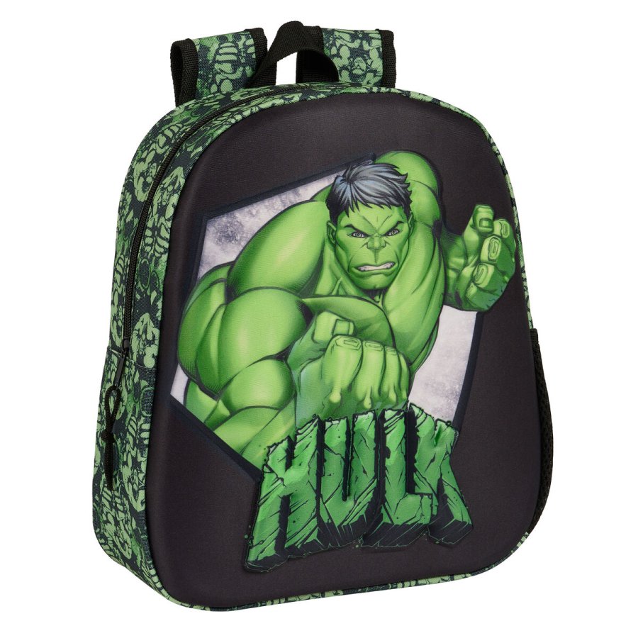 3D B�rnetaske Hulk Sort Gr�n 27 x 33 x 10 cm #1