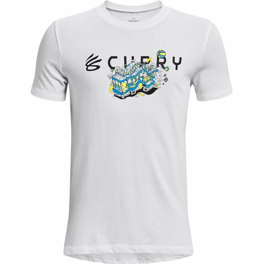 Kort�rmet T-shirt til B�rn Under Armour Curry Trolly Hvid #1