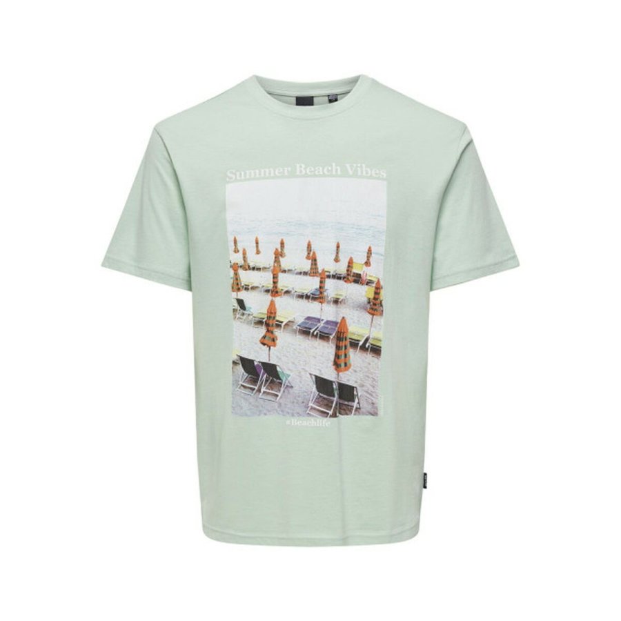 Kortrmet T-shirt til Mnd Only & Sons Onskolton Reg Beach Surf Grn #1