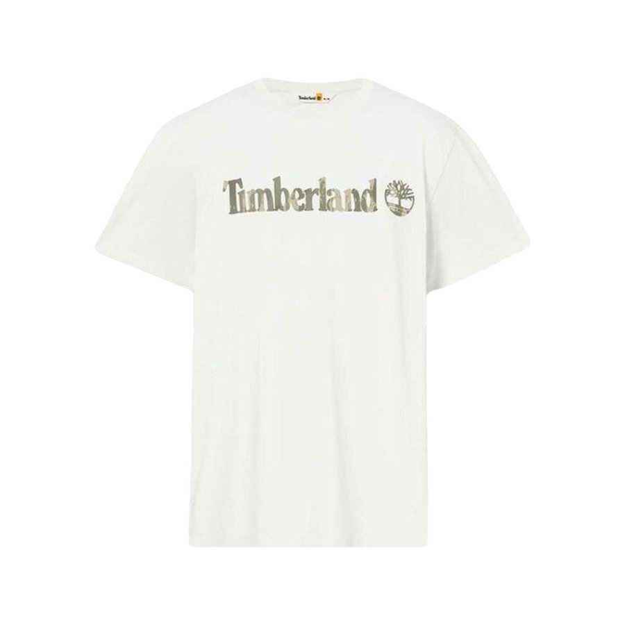 Kortrmet T-shirt til Mnd Timberland Kennebec River Camo Linear Logo Hvid #1