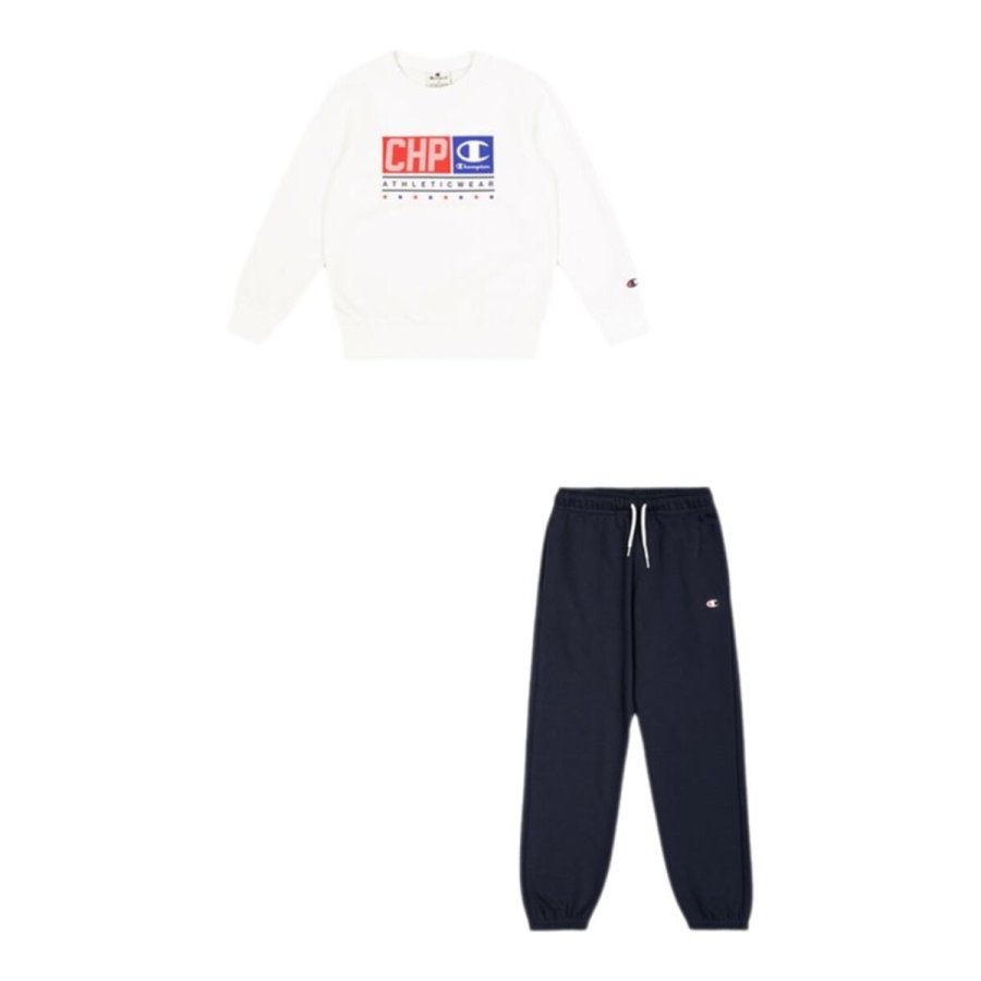 Trningsdragt til brn Champion Champion Chandal Champion Crewneck Sweatsuit Nio Bl Hvid #1