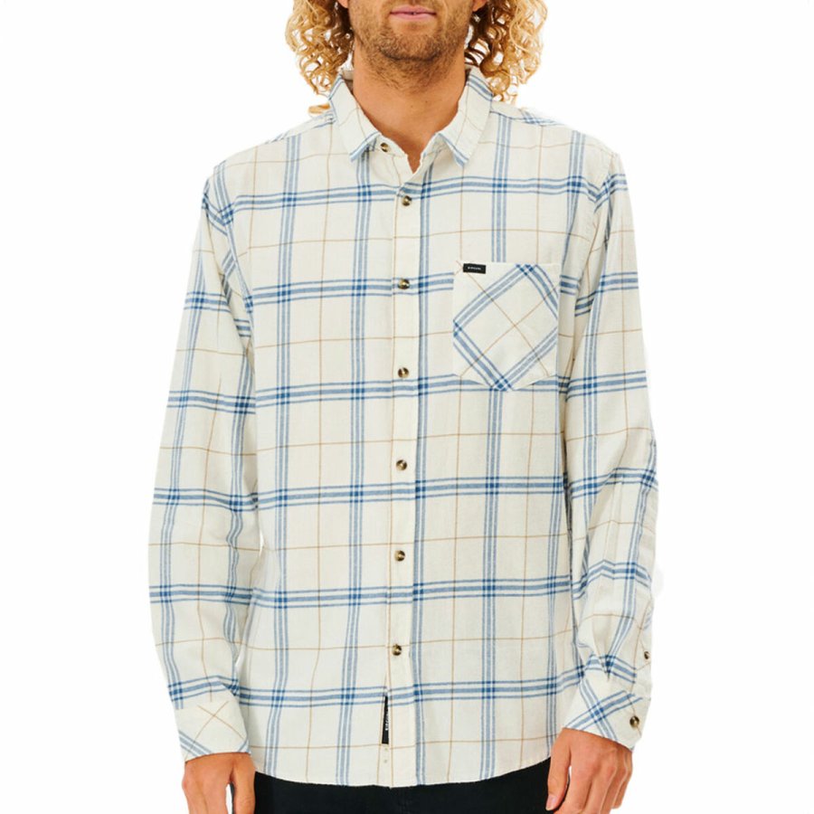 Lang�rmet Tr�je til M�nd Rip Curl Checked in Flannel Franela Hvid #1