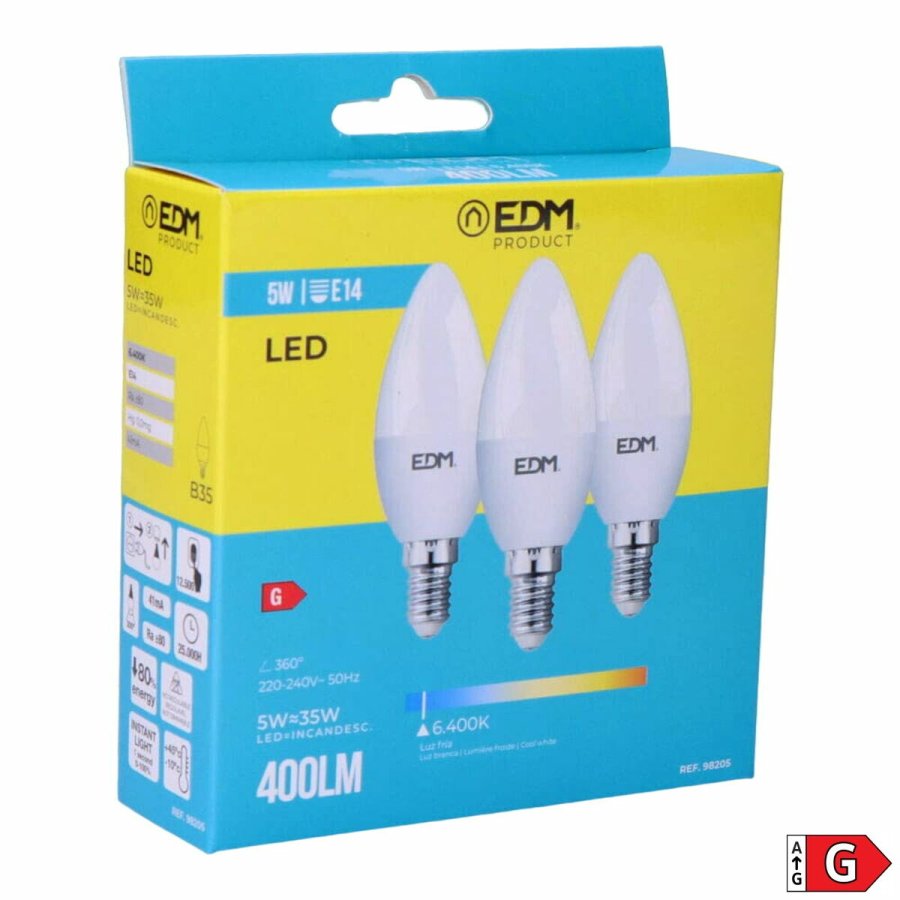 Pakke med 3 LED-lamper EDM 98205 G 35 W 5 W 50 W E14 400 lm � 3,6 x 10 cm (6400 K) #2