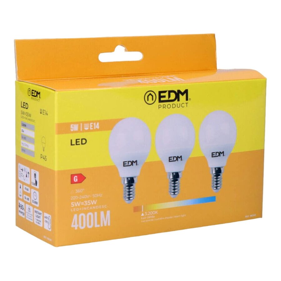 Pakke med 3 LED-lamper EDM 98200 G 35 W 5 W 50 W E14 400 lm � 4,5 x 8 cm (3200 K) #1