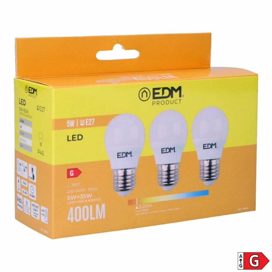 Pakke med 3 LED-lamper EDM 98201 G 35 W 5 W 50 W E27 3200 Lm � 4,5 x 8 cm (3200 K) #2