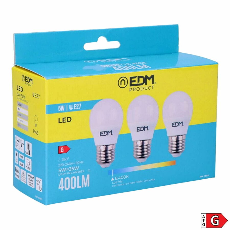 Pakke med 3 LED-lamper EDM 98203 G 35 W 5 W 50 W E27 400 lm � 4,5 x 8 cm (6400 K) #2