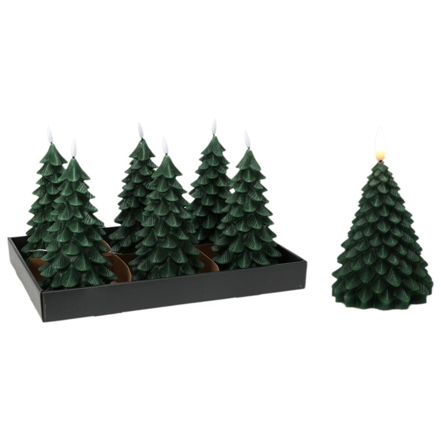 Stearinlys LED Lifetime Mrk grn Juletr 19 cm Flammeeffekt #1