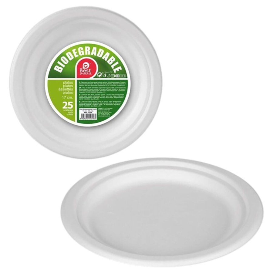 plade Best Products Green Sukkerrr  17 cm Hvid Biologisk nedbrydelig Engangsanvendelse 25 enheder #1