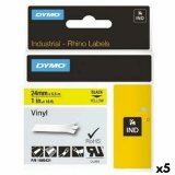 Lamineret tape til mrkningsmaskiner Rhino Dymo ID1-24 24 x 5,5 mm Sort Gul Lim Auto bindemidler (5 enheder) #1