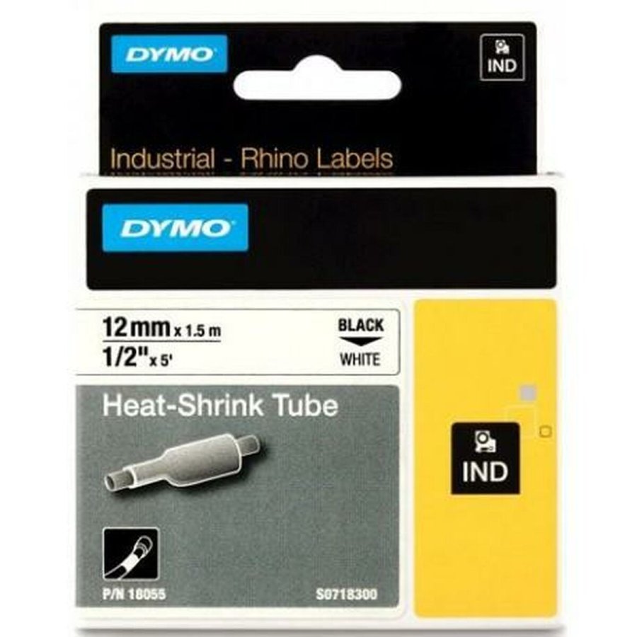Lamineret tape til mrkningsmaskiner Rhino Dymo ID1-12 Hvid Sort 12 x 1,5 mm (5 enheder) #2
